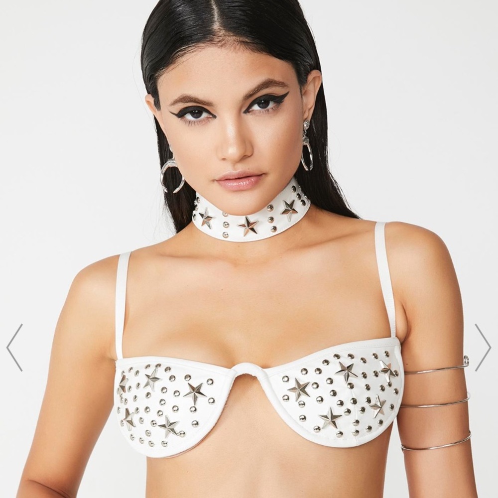 Dolls Kill White Star Studded Bralette